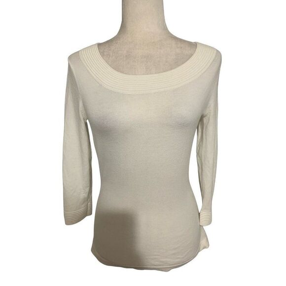 banana republic womens solid white long sleeve sweater top small - Picture 1 of 4
